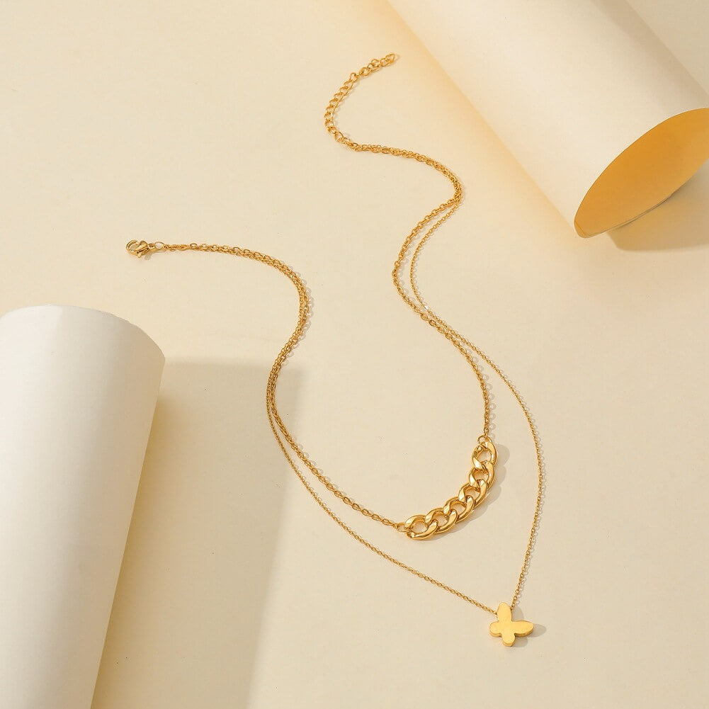 Beken Double Layer 18k Gold Plated Necklace