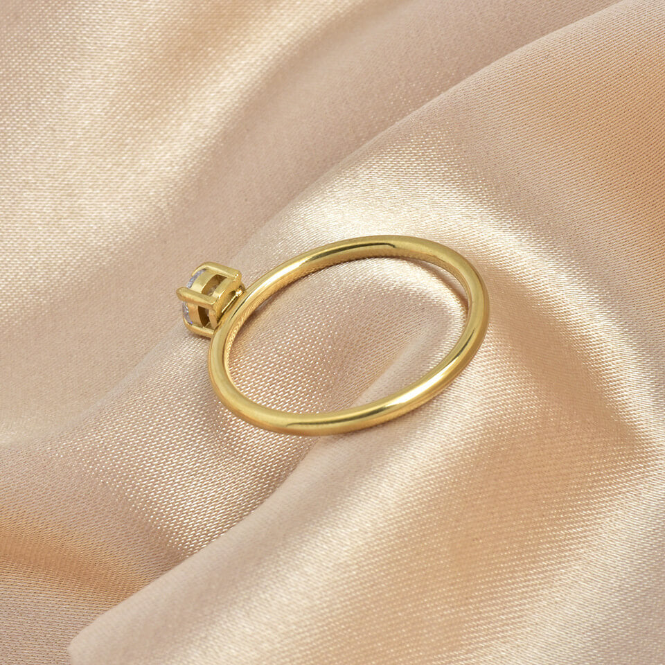 Briley Minimalist 18K Gold Plated Ring with Cubic Zirconia Diamond
