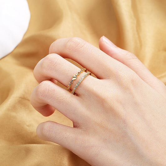 Bitsy Gold Plated Adjustable Chain Ring with Cubic Zirconia Diamond