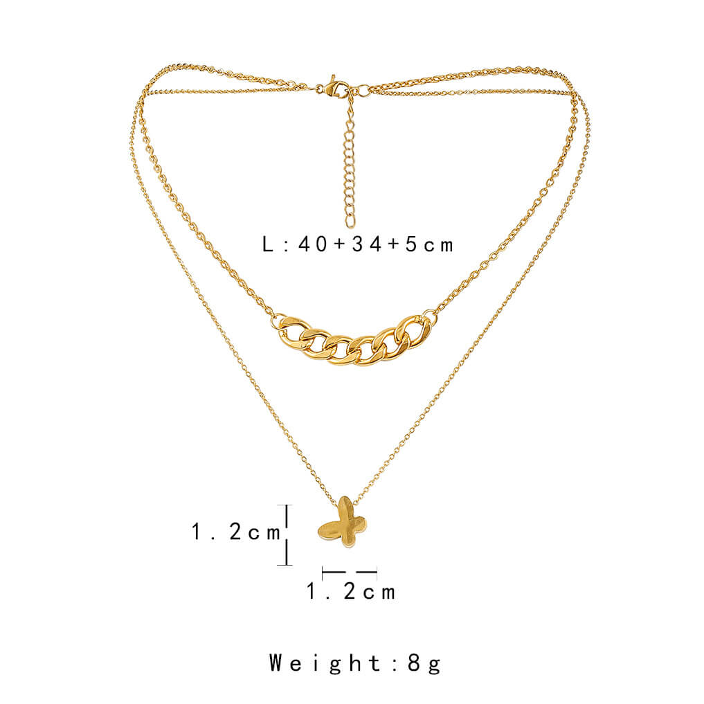 Beken Double Layer 18k Gold Plated Necklace