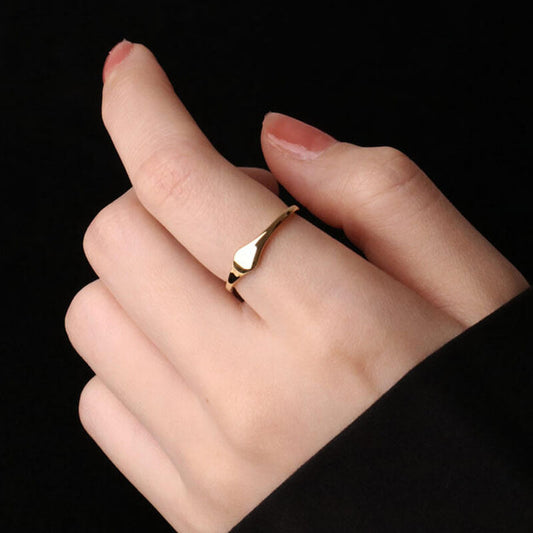 Belle Minimalist 18k Gold Plated Stainless Steel Blank Geometric Ring