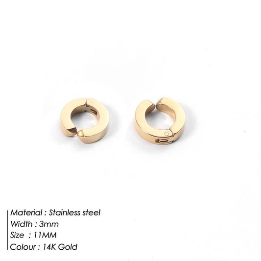 Brend Buckle Minimalist Classic 14k Gold Plated Stainless Steel Earrings