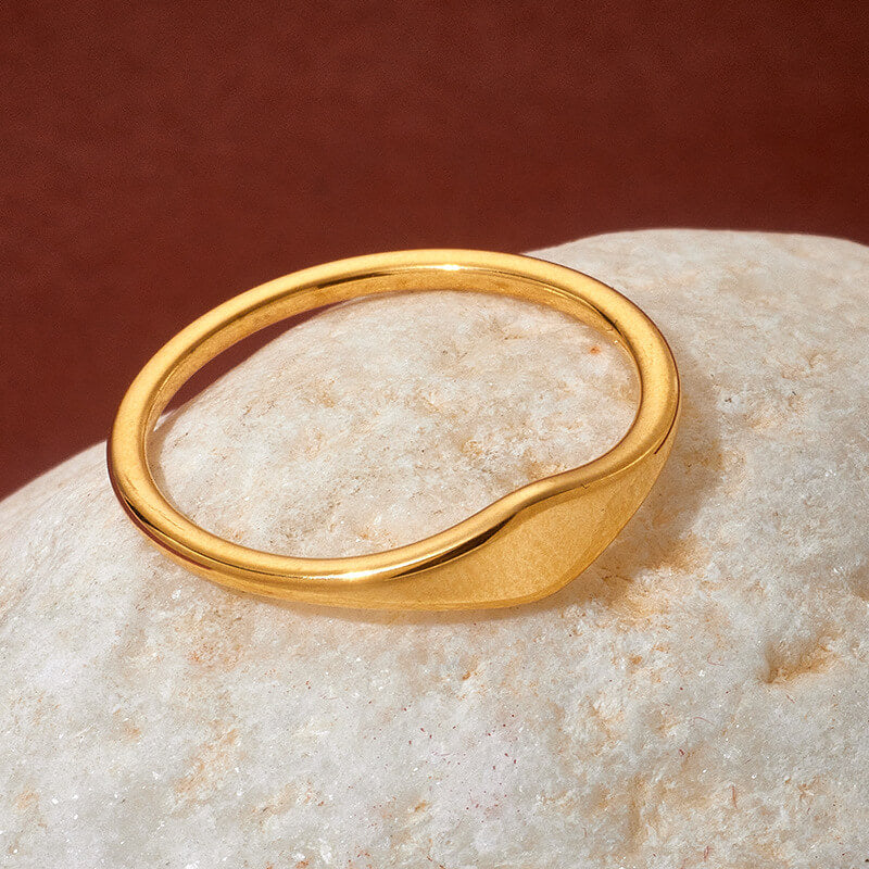 Belle Minimalist 18k Gold Plated Stainless Steel Blank Geometric Ring