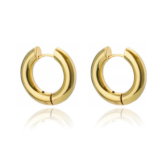 Bosa 14k Gold Plated Stainless Steel Chunky Huggie Hoop Earrings
