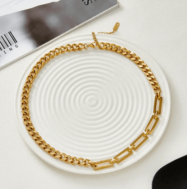 Alfe Choker - 18k Gold Plated Stainless Steel Splicing Cuban Chain Choker