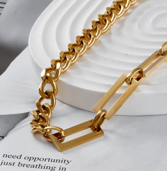 Alfe Choker - 18k Gold Plated Stainless Steel Splicing Cuban Chain Choker