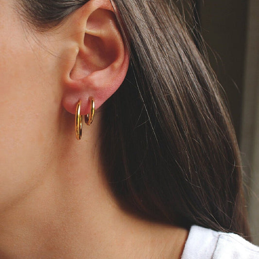 Bosa 14k Gold Plated Stainless Steel Chunky Huggie Hoop Earrings