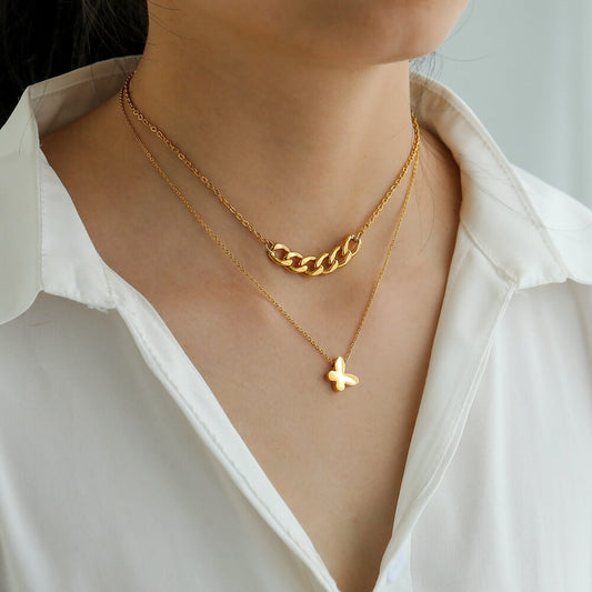 Beken Double Layer 18k Gold Plated Necklace