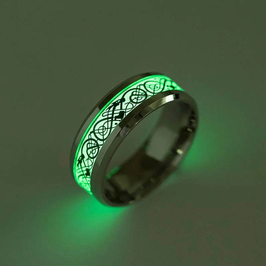 Bravo Dragon Stainless Steel Fluorescent Luminous Ring