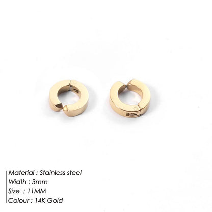 Brend Buckle Minimalist Classic 14k Gold Plated Stainless Steel Earrings