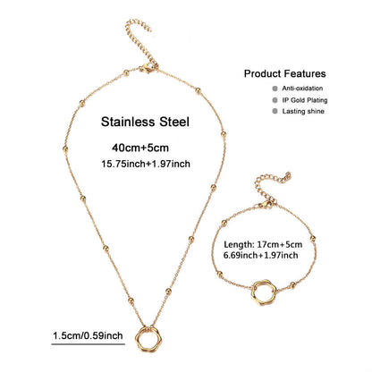 Kate Hexagon Pendant Necklace and Bracelet Set (Gold Plated)