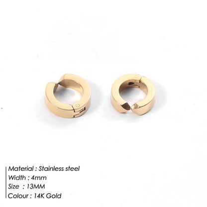 Brend Buckle Minimalist Classic 14k Gold Plated Stainless Steel Earrings