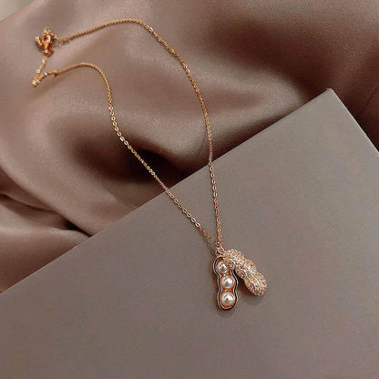 Alice Peanut Pendant Necklace - 18K Gold Plated Stainless Steel Necklace