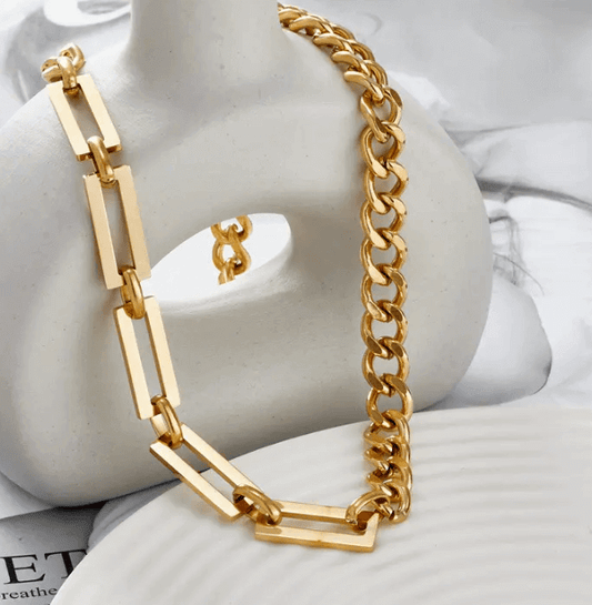Alfe Choker - 18k Gold Plated Stainless Steel Splicing Cuban Chain Choker