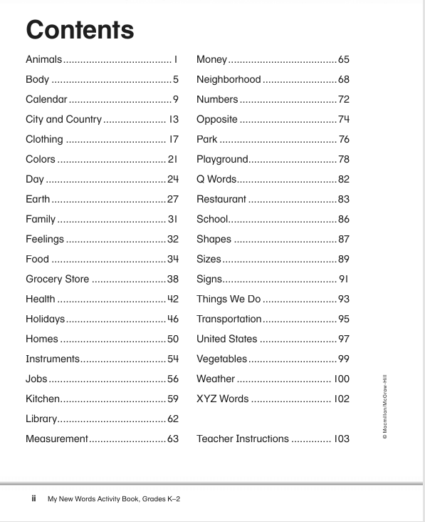 My New Words Activity Book (Grades K–2) – 183 Pages
