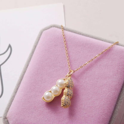 Alice Peanut Pendant Necklace - 18K Gold Plated Stainless Steel Necklace