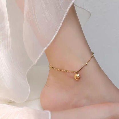 Angel Lucky Statement Anklet - 18K Gold Plated Stainless Steel Beaded Splicing Chain Anklet